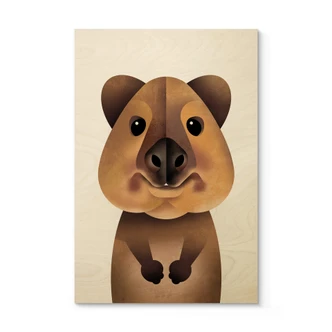 Kinderzimmer Holzbild Quokka - Braun 