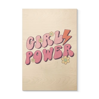 Houten Wanddecoratie Girl Power retro belettering paars 