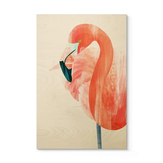 Houten Poster Goed Blauw - Pink Flamingo 