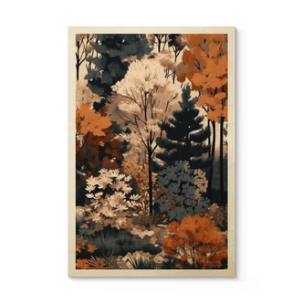 Wandcirkel Hout Kleurrijk herfstbos - Jaszke 