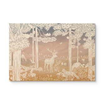 Holzbild Friedlicher Wald mit Hirschen und Füchsen - Ombre - Kikki Belle 