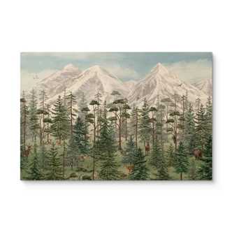 Holzbild Waldtiere im grünen Alpenwald - Kikki Belle 