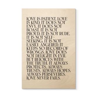 Holzbild Love is - Liebe ist geduldig - KsanaKalpa 