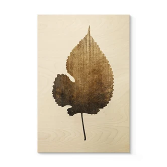 Holzbild Kubistika - Goldenes Blatt 