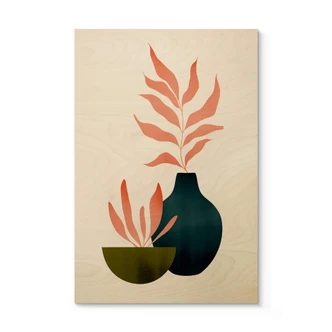 Holzbild Kubistika - Herbstliche Pflanzen 