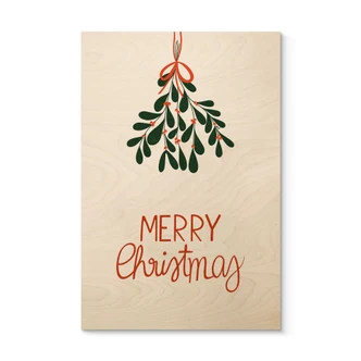 Holzbild Merry Christmas mit Mistelzweig - Lisboa 