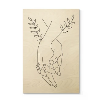 Houten Wanddecoratie Line Art - Handen vasthoudende geliefden - Lizde Houten Wanddecoratie Line Art - Handen vasthoudende geliefden - Lizde