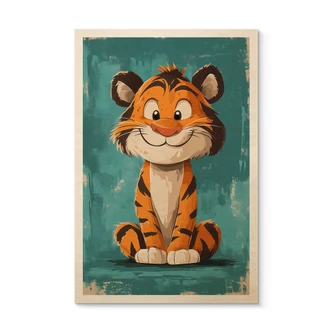 Houten Wanddecoratie Gelukkig tijgerjong - Magnusson 