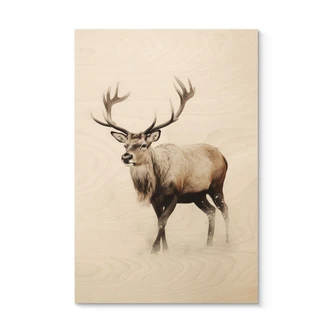 Holzbild Hirsch im weißen Winter - Magnusson 
