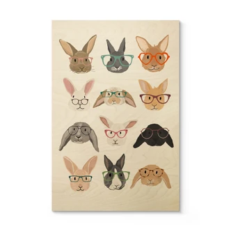 Houten Poster - Konijnen met een bril - Melin 