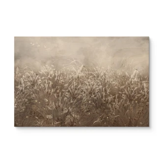 Houten Wanddecoratie pampagras en grassen in beige - Ms Tiff 