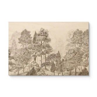 Houten Wanddecoratie bos met boslandschap in beige - Ms Tiff 