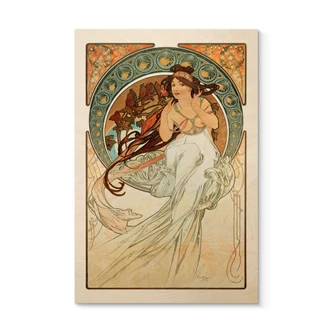 Cuadro de madera de Mucha - Cuatro artes: Música 