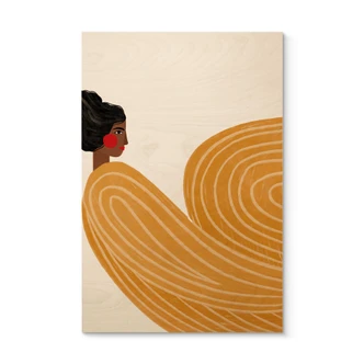 Holzbild Frau mit gelbem Wirbel - Müller 