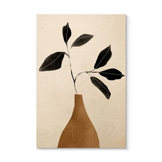 Holzbild Zweig in goldener Vase - ThingDesign 