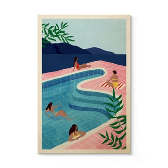 Houten Poster Ontspannen bij het zwembad - Tomljanovic 