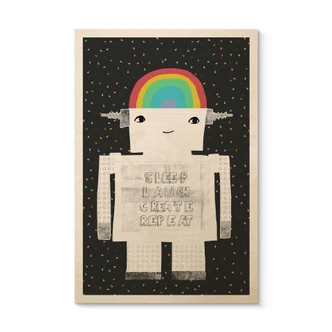 Tableau sur bois Robot arc-en-ciel Sleep Laugh Create - Treechild Tableau sur bois Robot arc-en-ciel Sleep Laugh Create - Treechild
