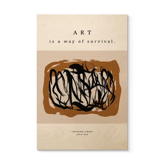 Tableau sur bois Coups de pinceau noirs - Imagine Yoko - Treechild 