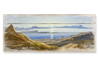 Trätavla Ahlborn - Kustlandskap vid Neapelbukten - Panorama 