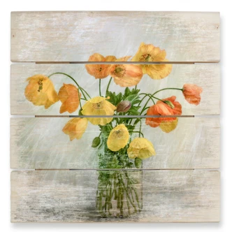 Obraz drewniany Disher - Maki w szklance - 40x41,5 cm 