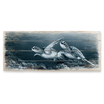 Houten Wanddecoratie Narchuk - Twee Schildpadden op Reis - Panorama 