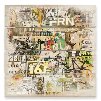 Houten Wanddecoratie Afgescheurde Poster 