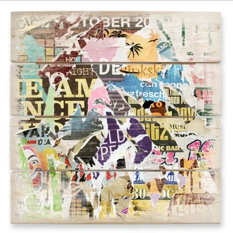 Tableau sur bois - Collage Affiches 2 