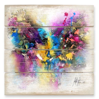 Holzbild Fedrau - Lilaliebe - 40x41,5 cm 