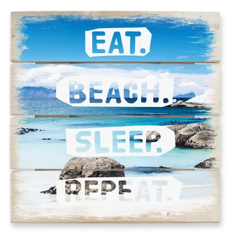 Houten Wanddecoratie Eat. Beach. Sleep. Repeat 