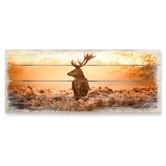 Houten Wanddecoratie Majestueus Hert - Panorama 
