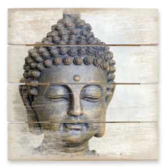 Holzbild Buddha Gesicht - 40x41,5 cm 