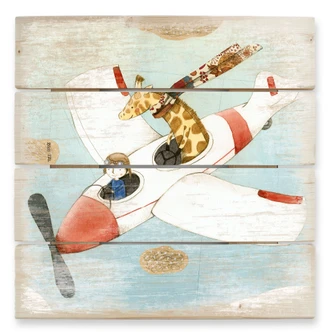 Holzbild Loske - Flugreise - 40x41,5 cm 