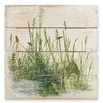Holzbild Dürer - Das Große Rasenstück - 40x41,5 cm 