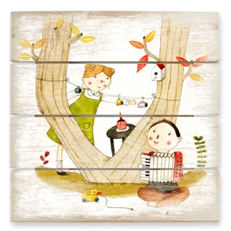 Holzbild Loske - Picknick - 40x41,5 cm 