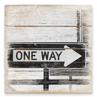 Holzbild Street Sign One way - 40x41,5 cm 