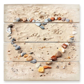Holzbild Liebesstrand - 40x41,5 cm 