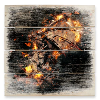 Holzbild Fireflight - 40x41,5 cm 
