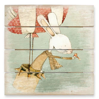 Holzbild Loske - Ballonfahrt - 40x41,5 cm 