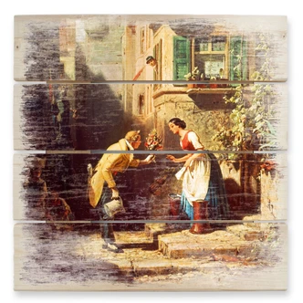 Holzbild Spitzweg - Der ewige Hochzeiter - 40x41,5 cm 