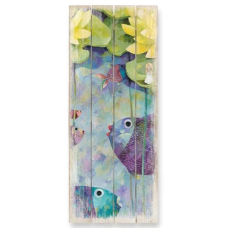 Holzbild Blanz - Gelbe Seerosen - Panorama 