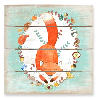 Holzbild Loske - Schlafender Wald - 40x41,5 cm 