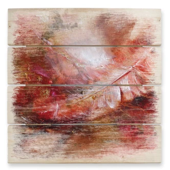 Holzbild Schmucker - Feder und Glaskugel - 40x41,5 cm 