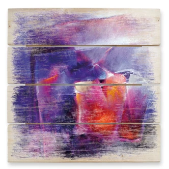 Holzbild Schmucker - Blau und Orange - 40x41,5 cm 