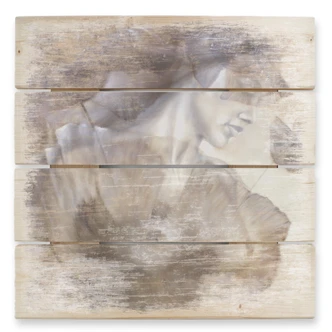 Holzbild Schmucker - Mohn und Akt - 40x41,5 cm 