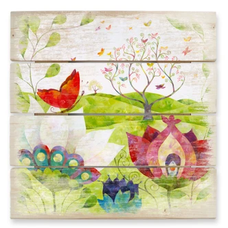 Holzbild Blanz - Sommerwiese - 40x41,5 cm 