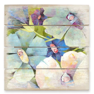 Holzbild Blanz - Blütenbabies - 40x41,5 cm 