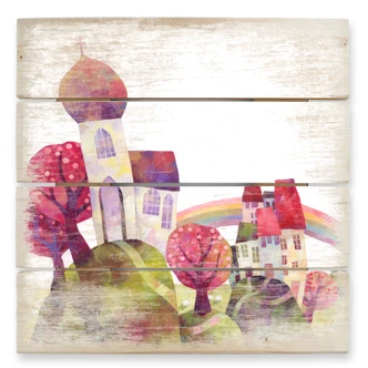 Holzbild Blanz - Die Dorfkirche - 40x41,5 cm 