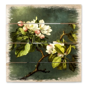 Holzbild Heade - Apfelblüten - 40x41,5 cm 