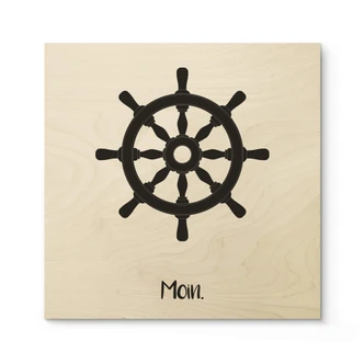 Holzbild Moin mit Steuerrad - Quadratisch Holzbild Moin mit Steuerrad - Quadratisch