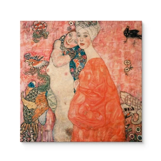 Tableau sur bois Klimt - Les Amies - Carré Tableau sur bois Klimt - Les Amies - Carré